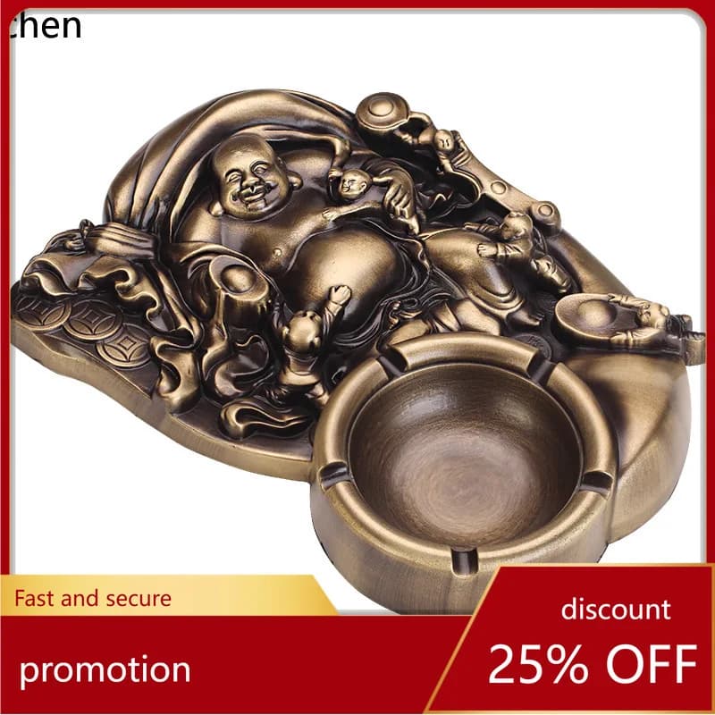 Cz maitreya  all-copper ashtray - antique style creative ashtray for home, auspicious decorative ornament