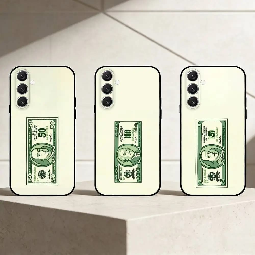 Q-Q version vector banknote Phone Case For Samsung Galaxy A91,80,73,72 ,71,53,52,32 ,31,22,21s,20,Soft Black Case