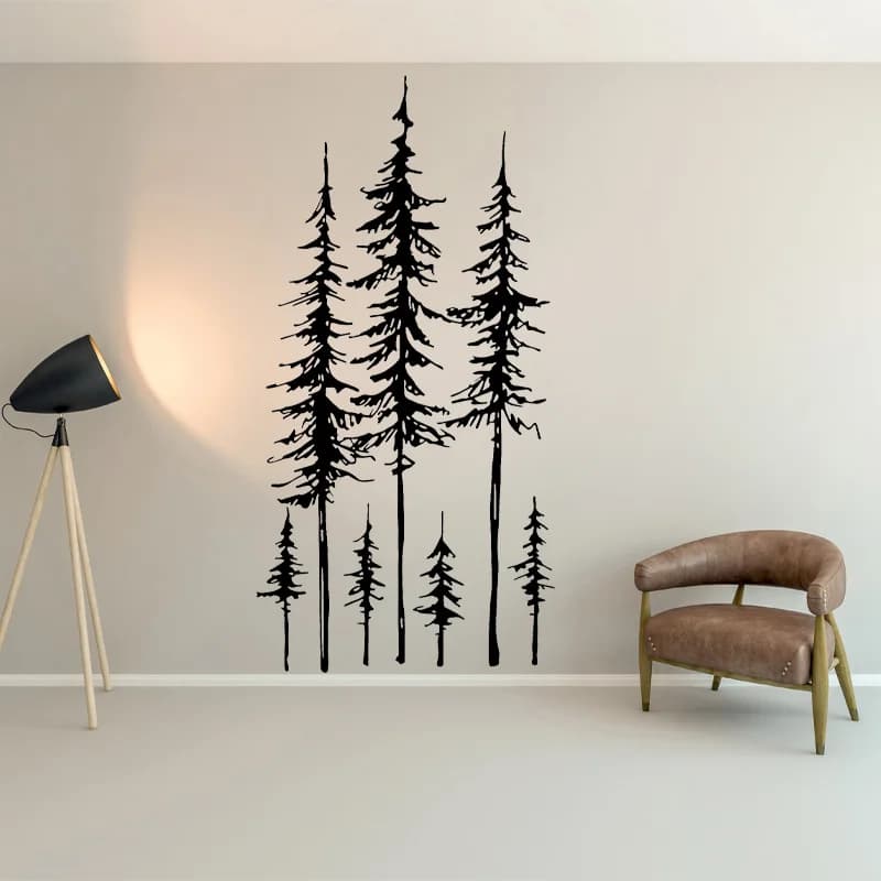Trees Forest Pine Wall Decals Vinyl Interior Art Home Decor for Living Room Bedroom Sofa Background Wall Stickers Murals A929