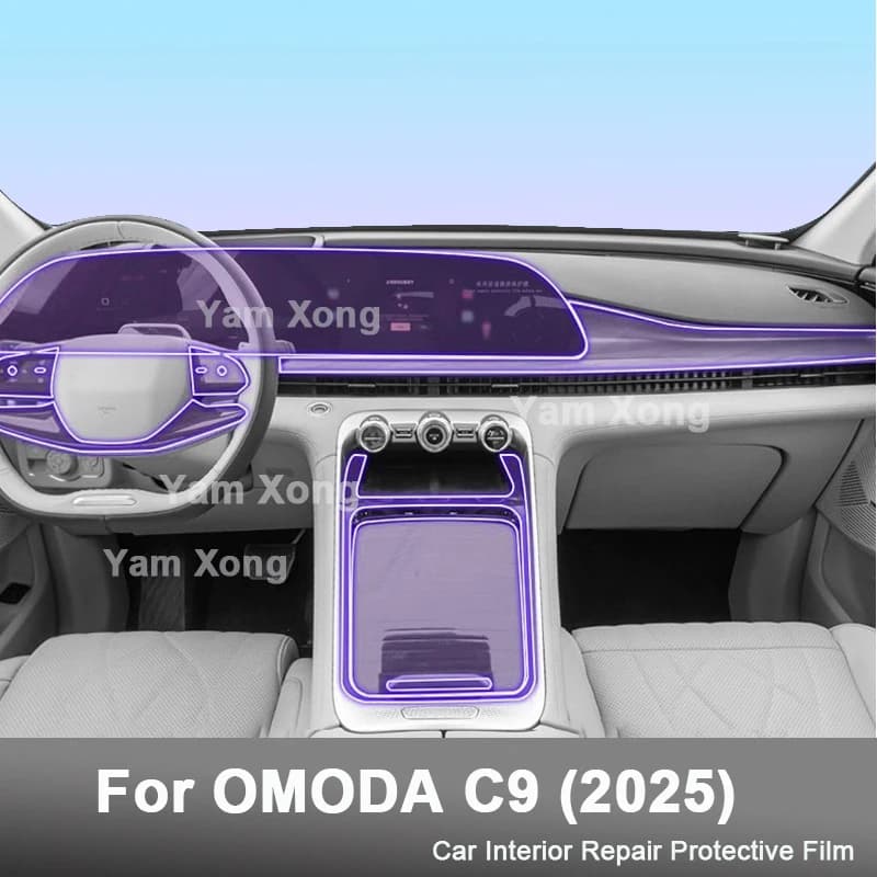 For OMODA C9 (2025) Car Interior Screen Protector Anti-Scratch TPU Film Dashboard Navigation Control Panel Console Trim Sticker