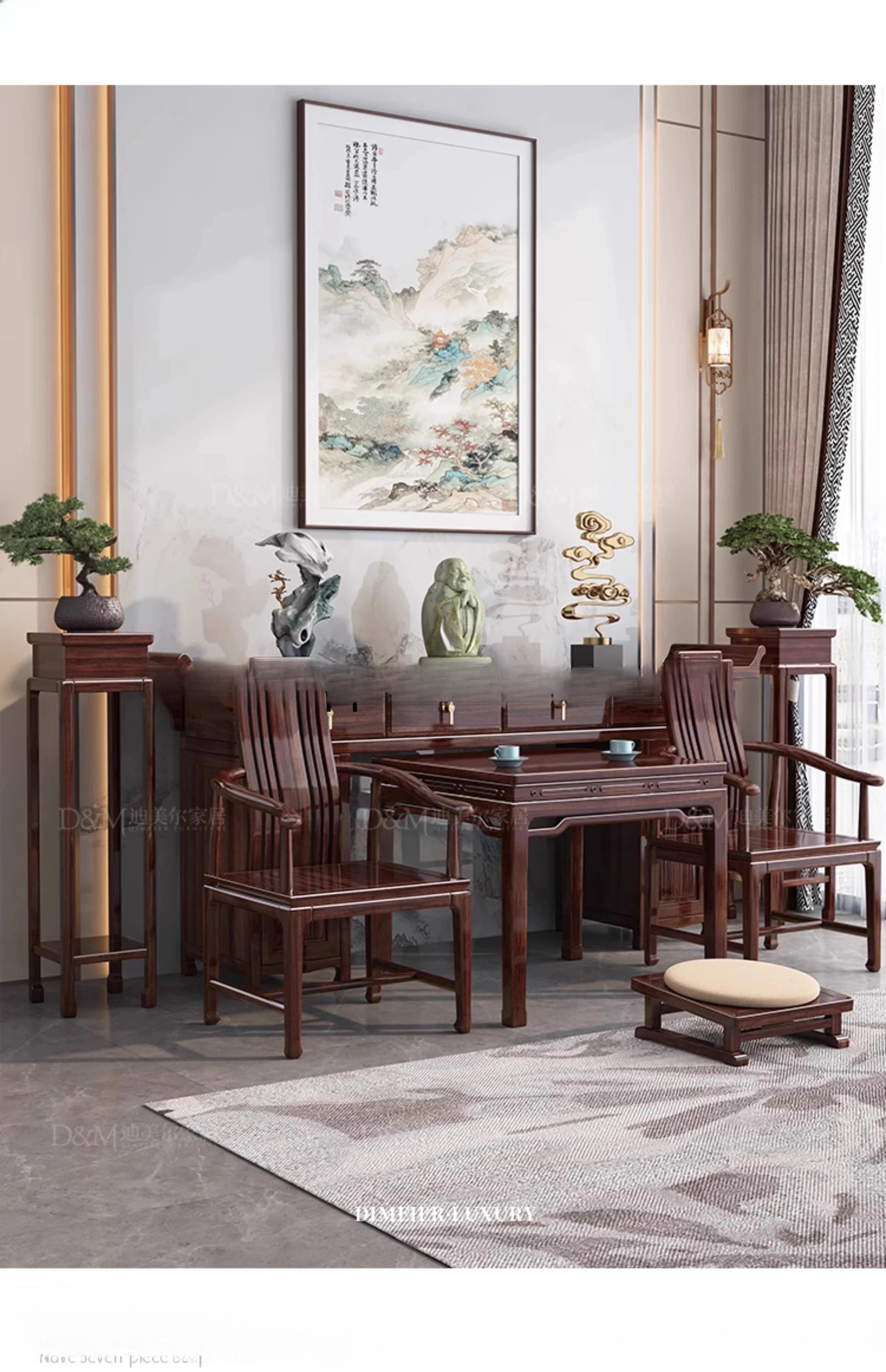 Solid Wood Table Zhongtang Cabinet Villa High-end Furniture Shentai Table Eight Immortals Table
