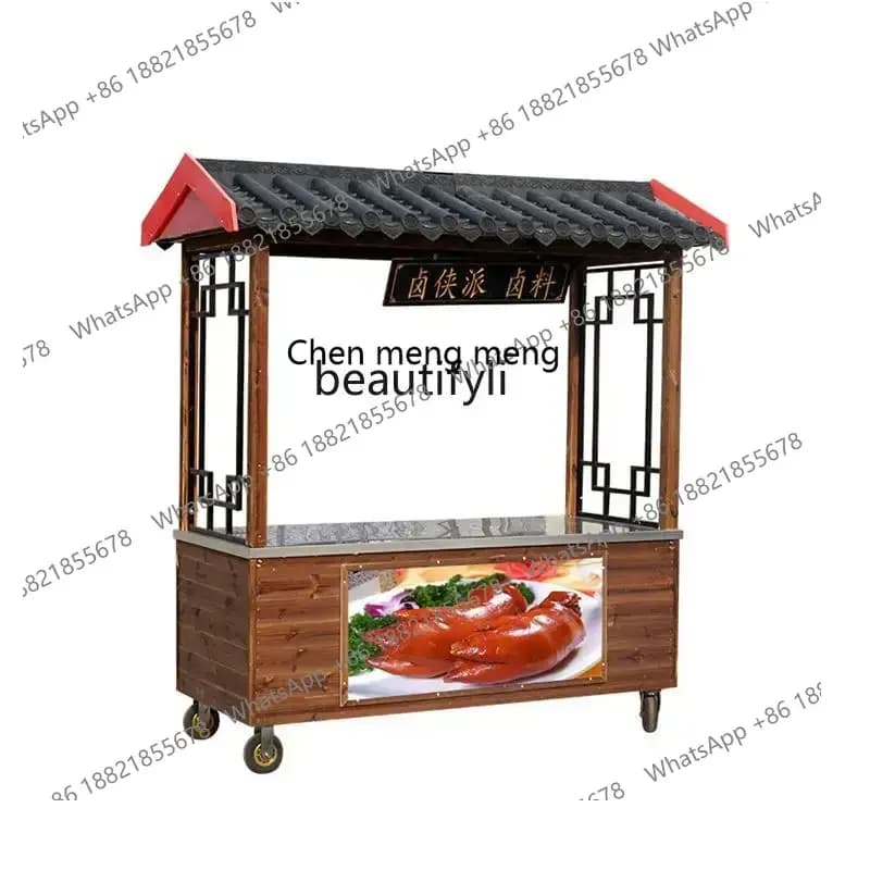 cc182Small cart, stall car, stall, braised vegetables, cooked food, fried skewers, breakfast, hand push dining cart