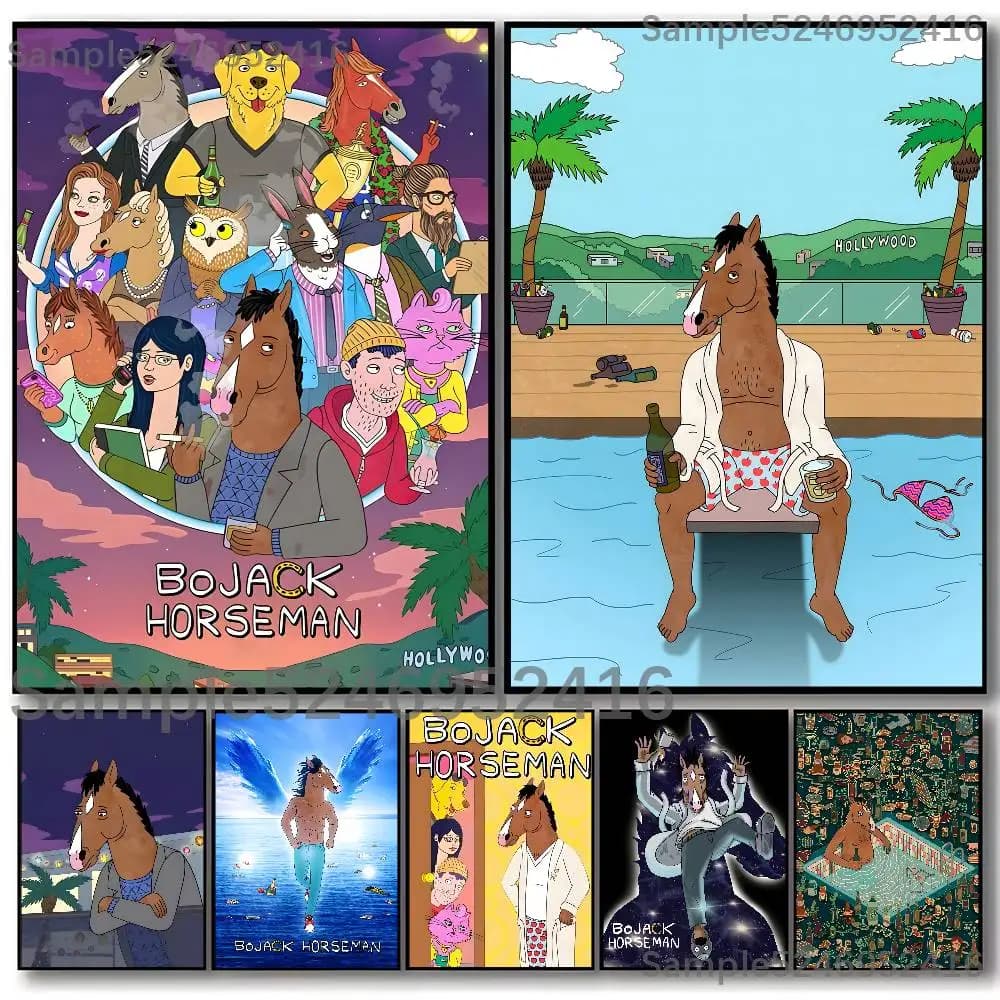 B-Bojack Horseman Hollywoo Poster For Wall Prints for Living Room Bedroom Office Home Decoration Gift