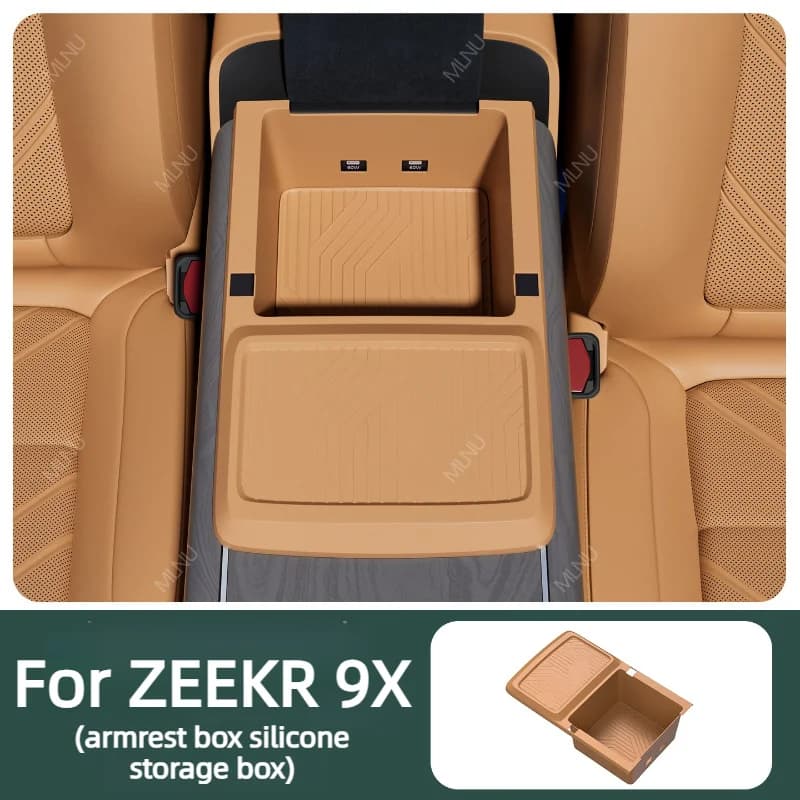 Armrest Box Organizer For ZEEKR 9X 2025-2026 Accessories Silicone Material Scratch-Proof Waterproof Stain-Resistant Washable