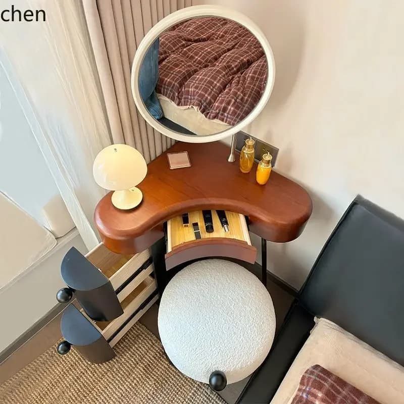 DSA  Solid Wood Corner Dressing Table Storage Cabinet Integrated Home Bedroom with Mirror Corner Makeup Table