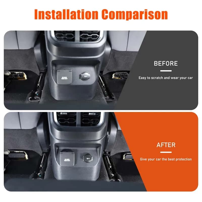 2piece set ABS Black For Ford Ranger 2023+ Car Seat Under Air Vents Mask Decor Sticker Car interior protection accessories