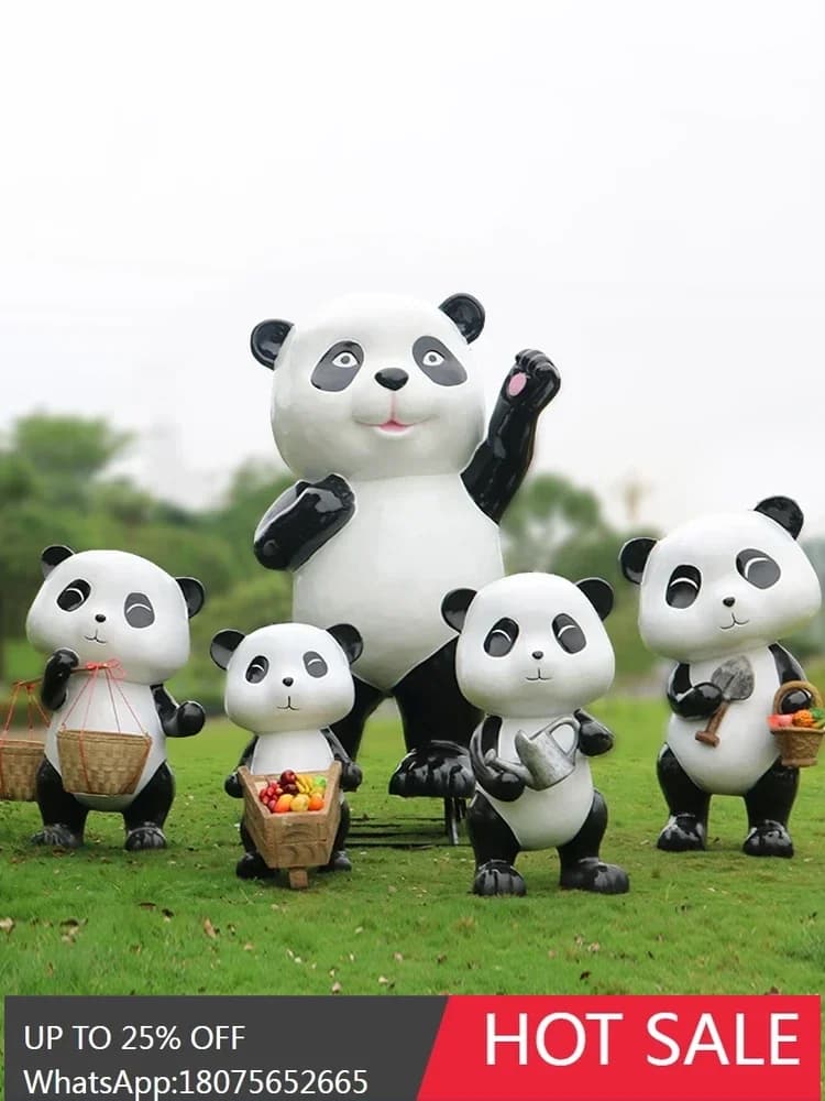 SGF Giant Panda Fiberglass Sculpture Crafts Scenic Area Sales Department Decoration Ornament