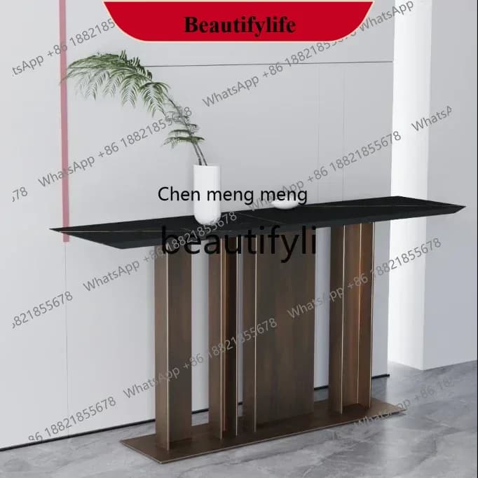D178   Light luxury stainless steel entrance table, living room entrance table, home bar case sofa back few decorative cabinets