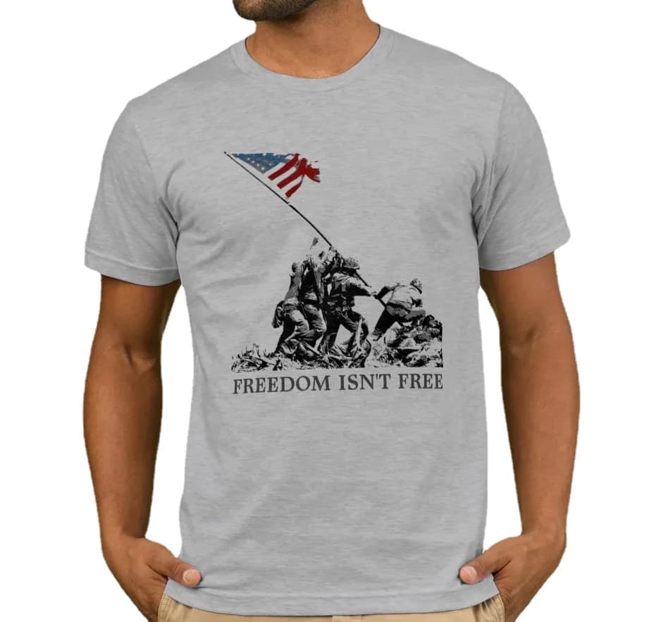 Patriotic Iwo Jima American Flag Freedom Men's T Shirt
