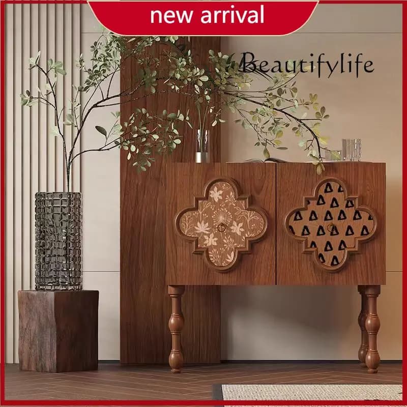 Wi American medieval painted cabinet, storage cabinet, household living room against the wall, retro solid wood storage cabinet