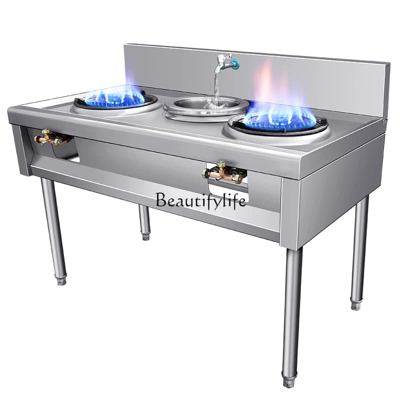 05Stainless steel stove gas liquefied gas single and double stove kitchen
