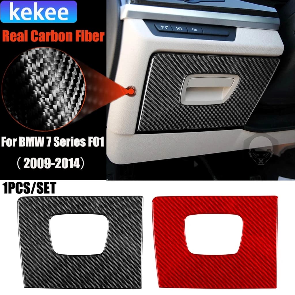 Carbon Fiber Car Accessories Driver Storage Interior Trim Cover Soft Sticker For BMW 7 Series F01 730li 740li 750li 2009-2014