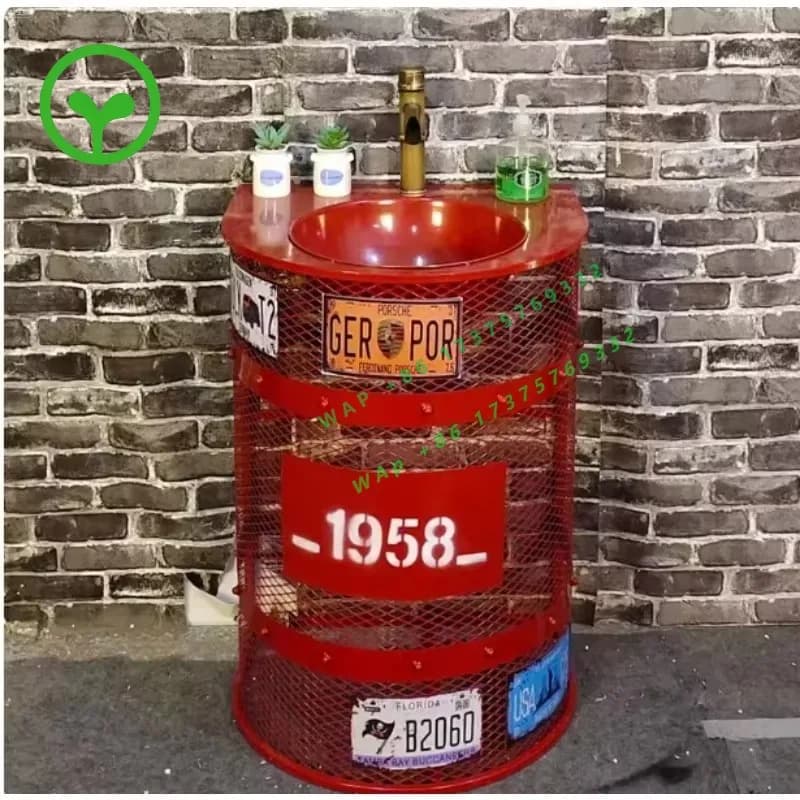 Internet-famous creative art pillar sink retro industrial style colorful washbasin bar personality minimalist washbasin
