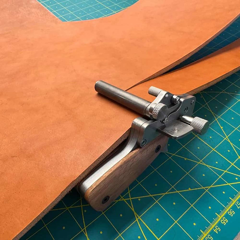 Leather Strip Cutter Roller Type Leather Craft Belt Cutting Tool with Metric-Inch Double Scale 10-60MM Adjustable