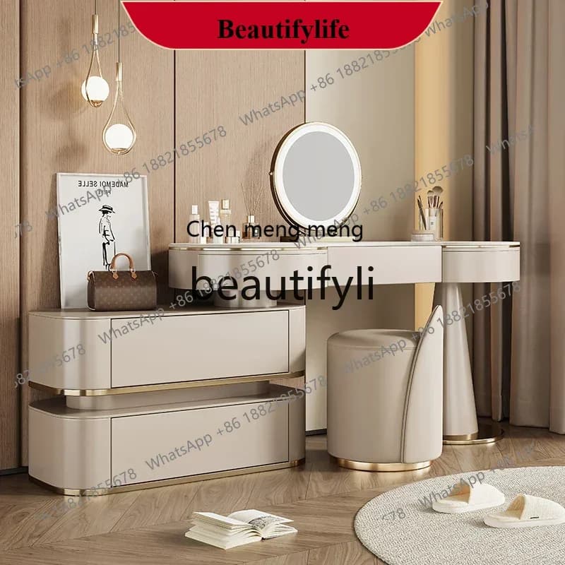 D178  Light luxury rock slab solid wood dresser, integrated modern simple small apartment master bedroom high-end makeup table