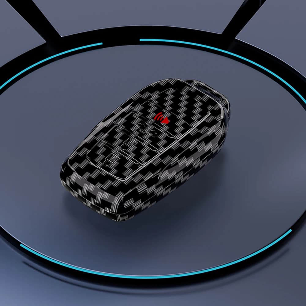 Carbon Fiber Car Key Cover Case For Toyota RAV4 Highland Coralla Hilux Fortuner Land Cruiser Camry Crown Keychain Accessories