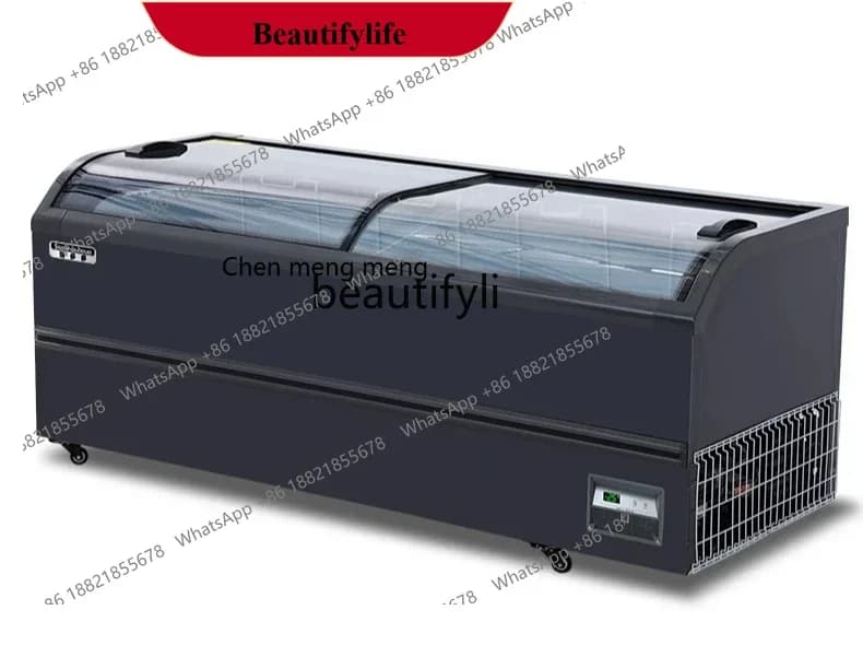 D178  Freezer commercial large-capacity curved glass door display cabinet refrigerated frozen fresh-keeping ice cream cabinet