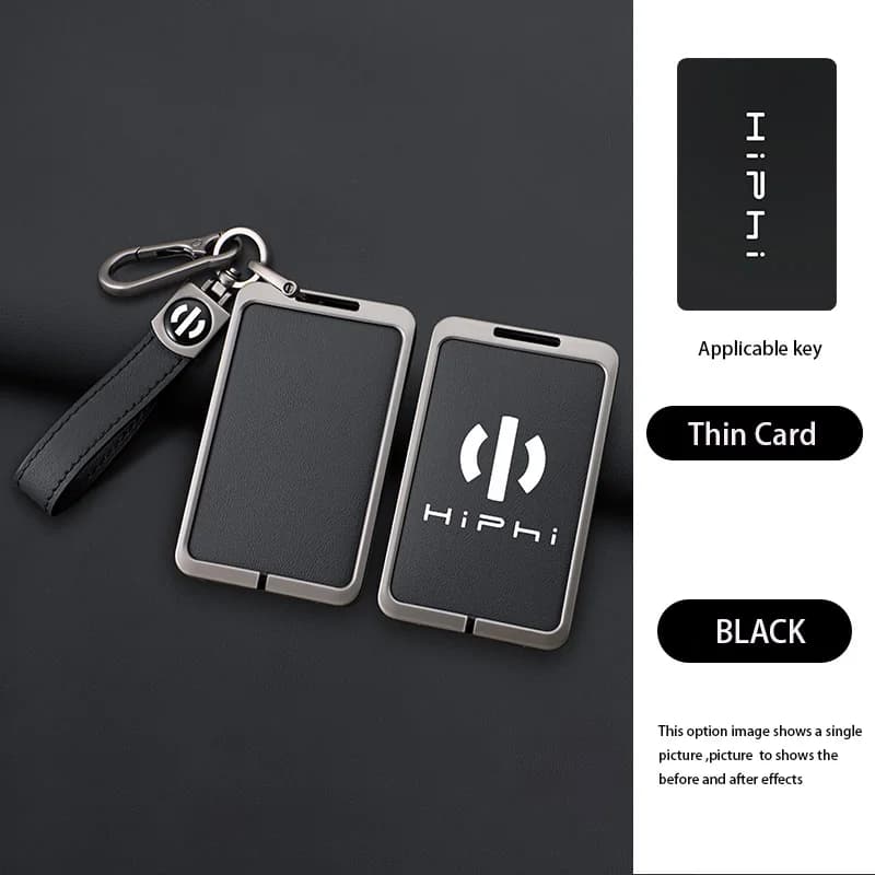 Zinc Alloy Leather Car NFC Card Key Case Protection Full Cover Keyless Shell For HIPHI X 2023 Hiphi Z Auto Keychian Accessories