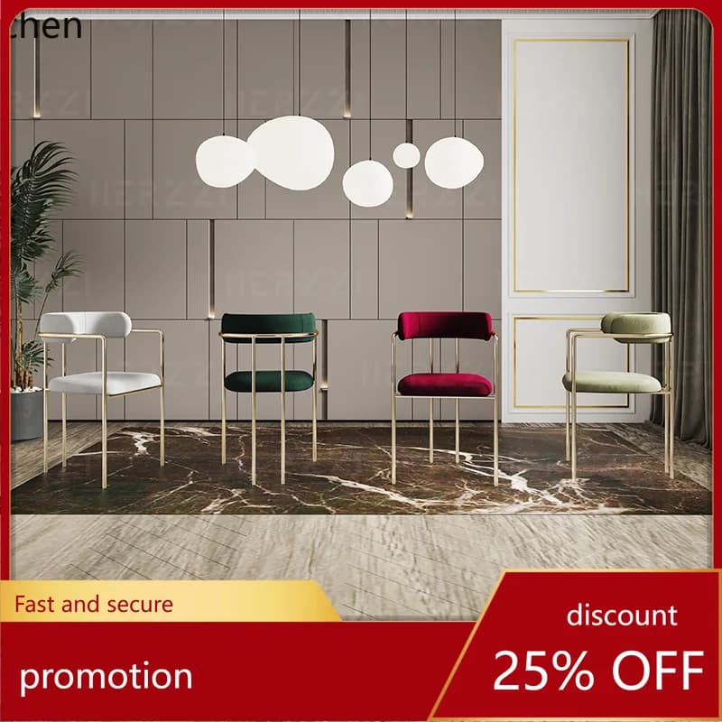 HXL gold Luxury Stainless Steel Dining Chair with Backrest and Armrests