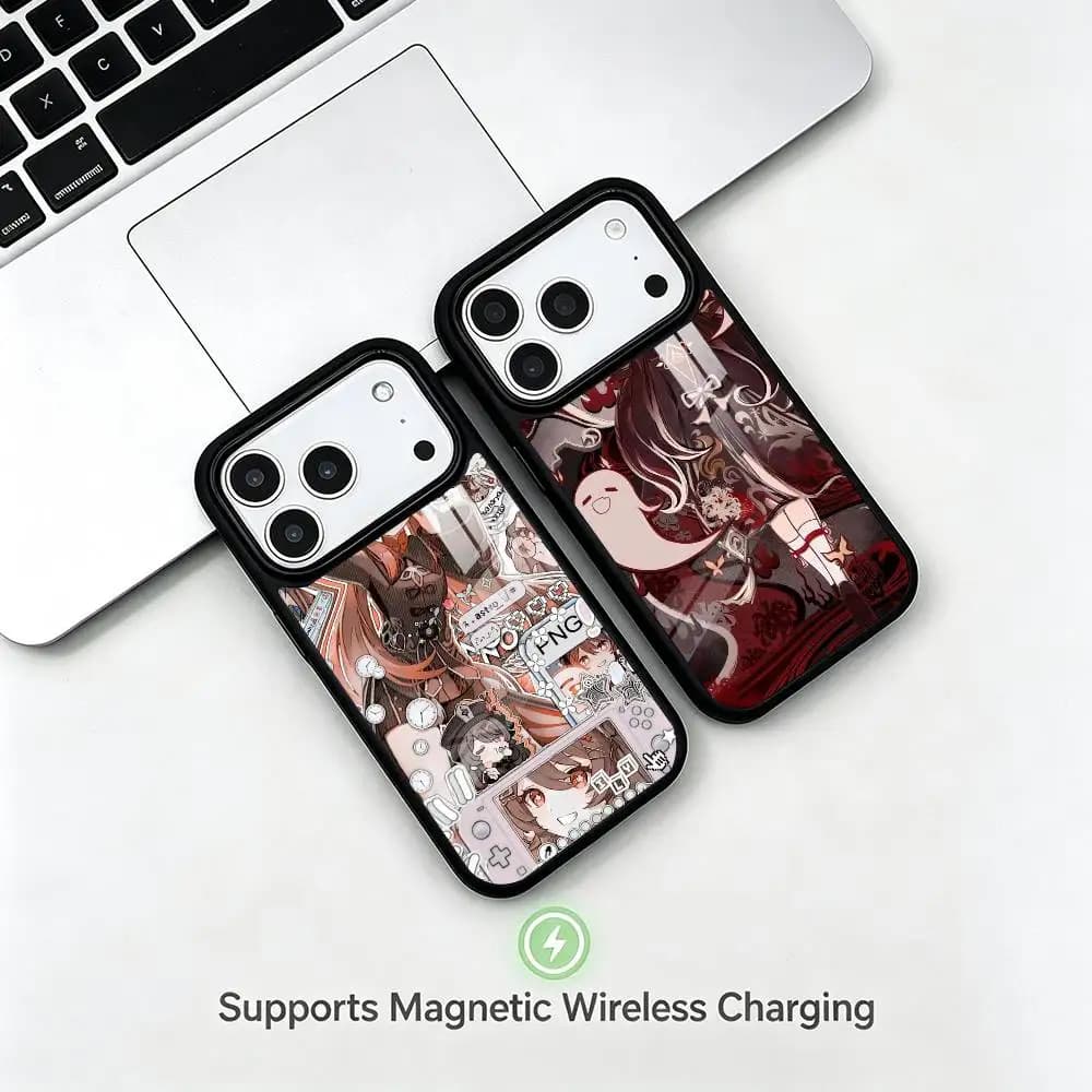Cute Hu Tao Genshin  gift Phone Case For iPhone17,16,15,14,13,12,11 Plus,Pro Supports Magnetic Wireless Charging