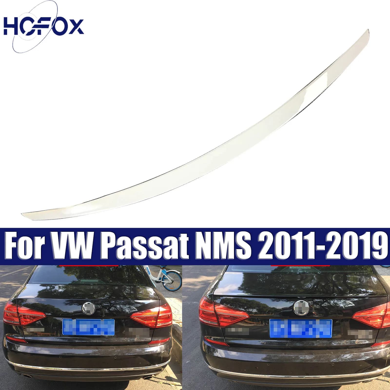 For VW Passat NMS 2011-2019 White Painted Rear Trunk Spoiler strip