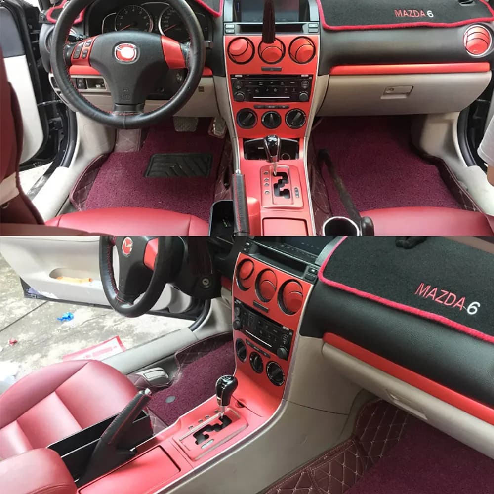 For Mazda 6 2003-2008 GG GY Interior Central Control Panel Door Handle 5D Carbon Fiber Stickers Decals Car Styling Accessorie