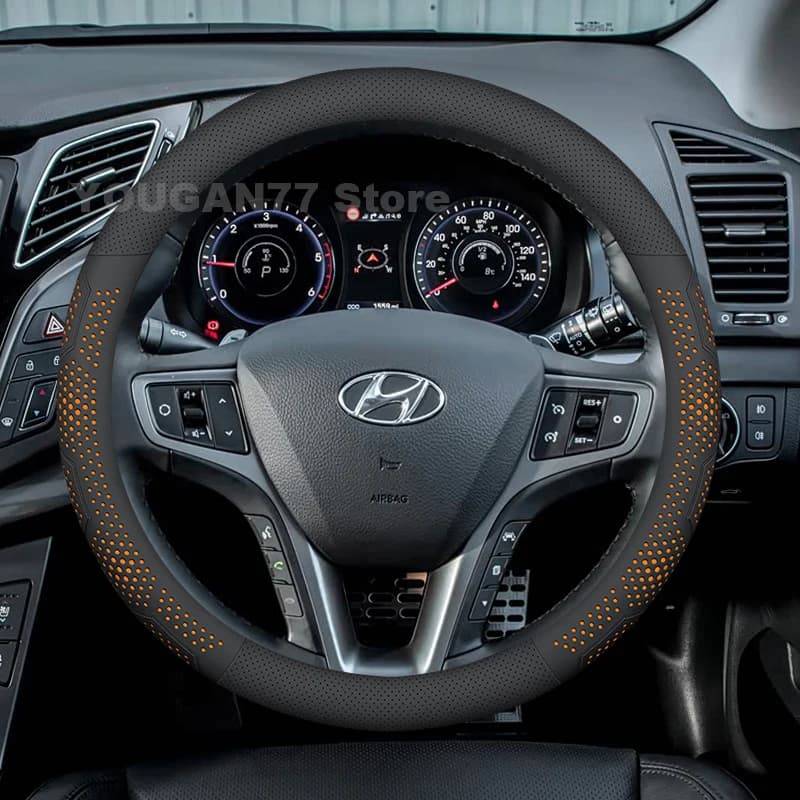 Leather Car Steering Wheel Cover For Hyundai I40 Tourer I10 I20 N Line 2012-2024 Auto Steering Wheel Hyundai I40 Accessories