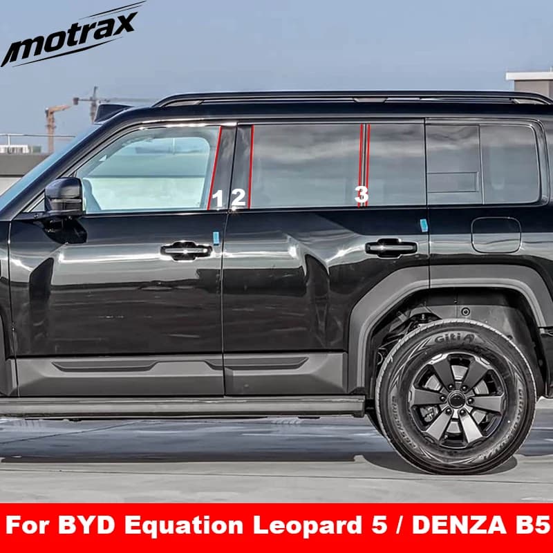 For BYD Equation Leopard 5 DENZA B5 2024 2025 2026 Car Window Decorative B C Column Molding Auto Door Pillar Strip Accessories