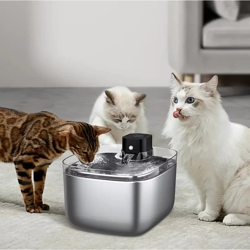 Cat water dispenser cordless LCD motion sensor wireless dog stainless steel dispenser