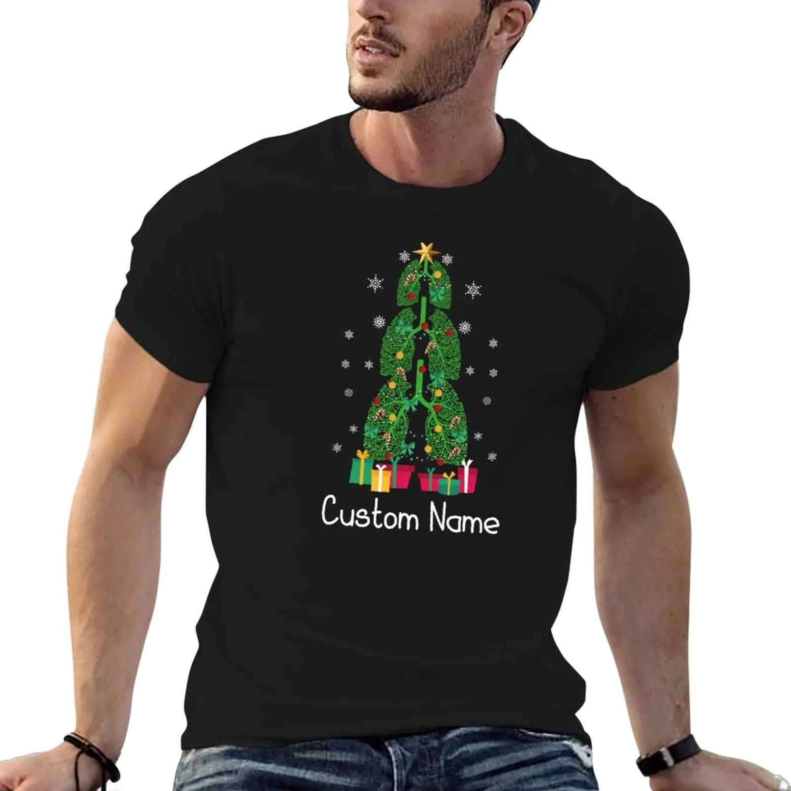 custom christmas tree lung T-Shirt shirts graphic tees Funny t-shirts T-shirts for men cotton