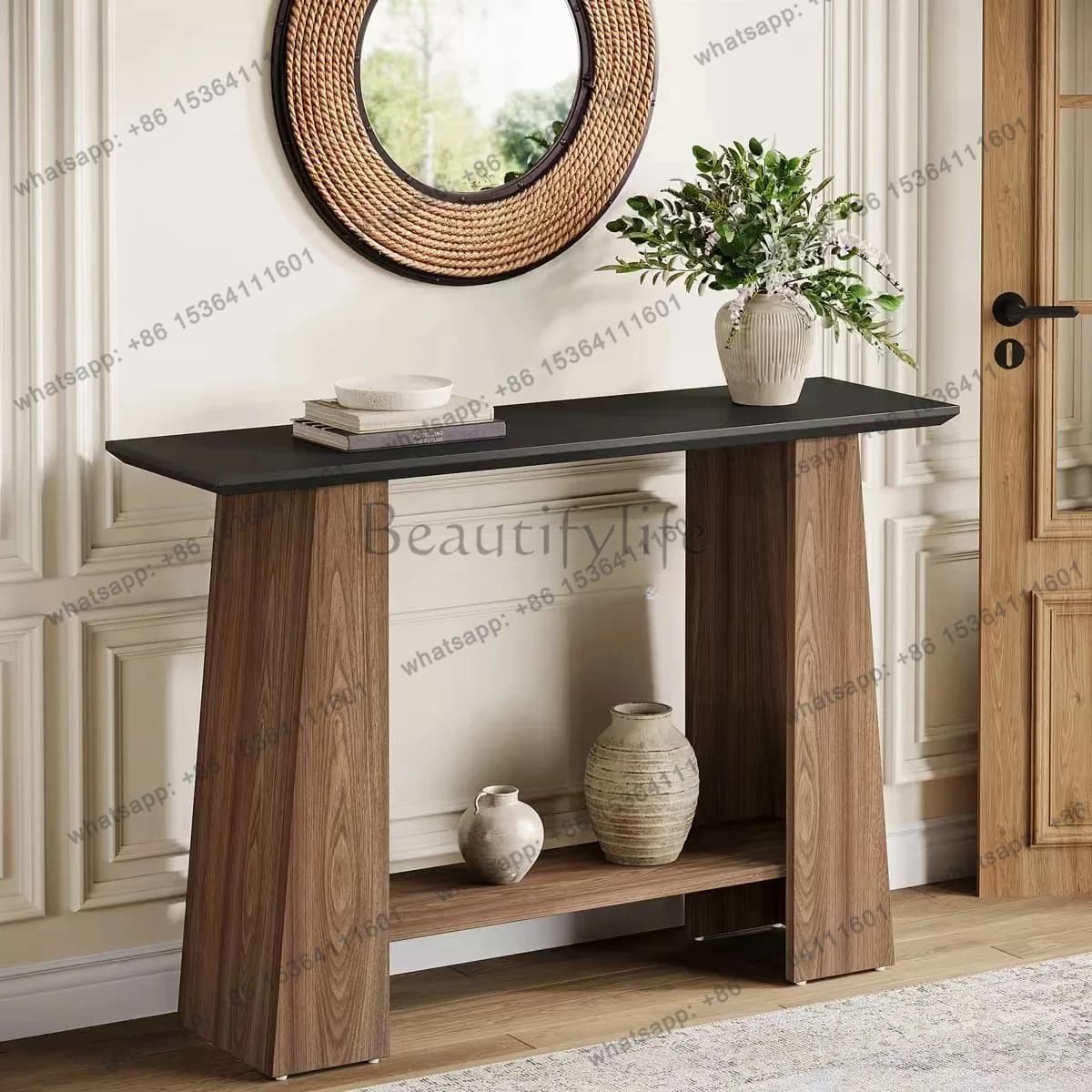 Vintage Creative Solid Wood Entryway Table Living Room Sofa Back Table Storage Cabinet Art Display Side Table