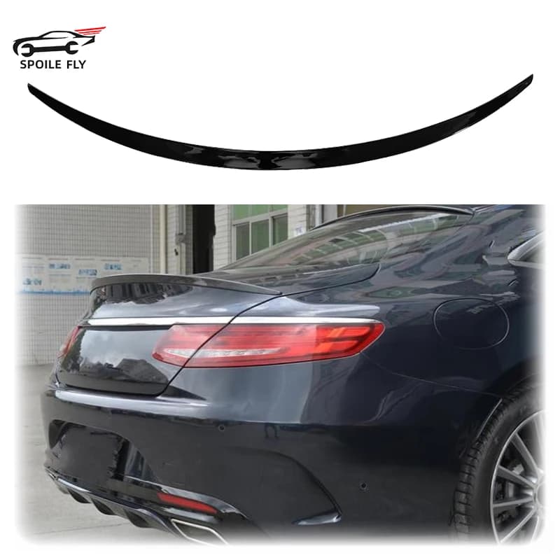 2014 To 2020 For Mercedes Benz S Class Coupe C217 2 Door Car Rear Spoiler Wing Lip Cover Body Kit ABS Gloss Black Carbon Fiber