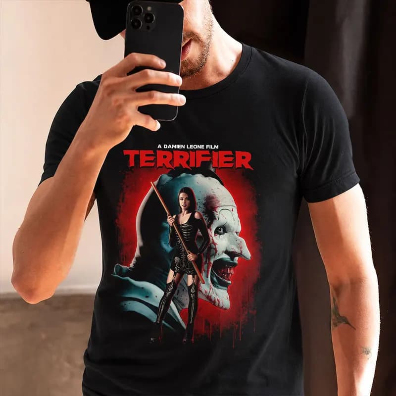 Retro Horror Movie Terrifier Art The Clown Killer Scary Halloween Gift T Shirt 0912 Short Sleeve Graphic clothes All size tops