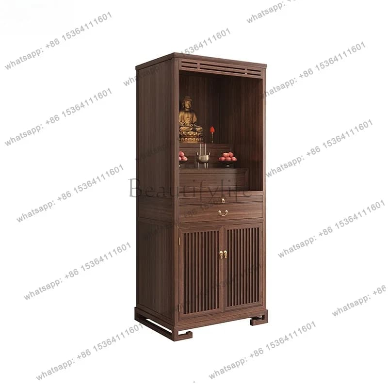 FG black walnut solid wood home new Chinese modern simple vertical cabinet shrine cabinet shrine table