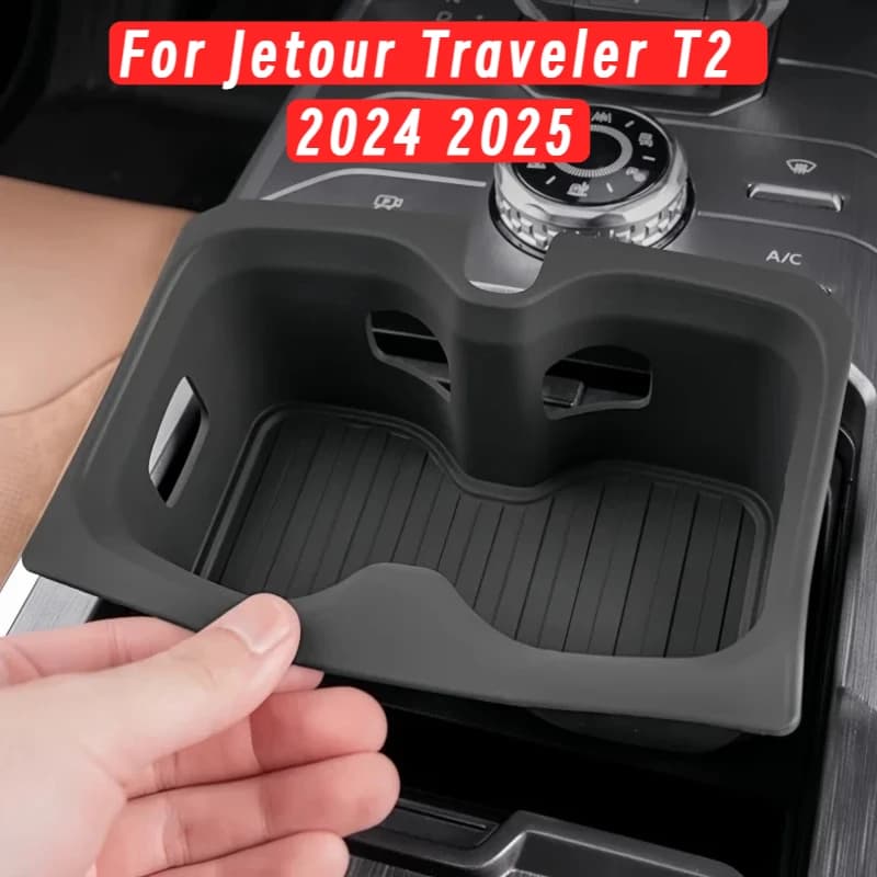 Auto Central Control Water Cup Silicone Pad Fit for Jetour Traveler shanhaiT2 2024 2025 Modified Car Central Control Storage Box