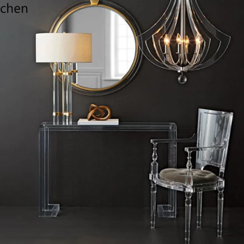 acrylic chair Italian chair Hotel model room club high-end dining Transparent armrest chair