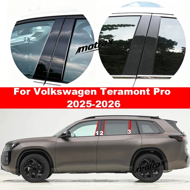 For Volkswagen VW Teramont PRO 2025 2026 Car Pillar Posts Door Central Window Trim Molding Cover Stickers Protective Accessories