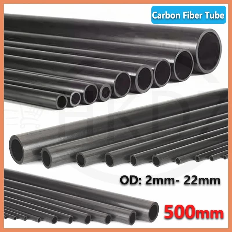 1Pcs Length 500mm Carbon Fiber Hollow Round Tube High Quality OD 2mm - 22mm For DIY Kite/RC Airplane Model Quadcopter