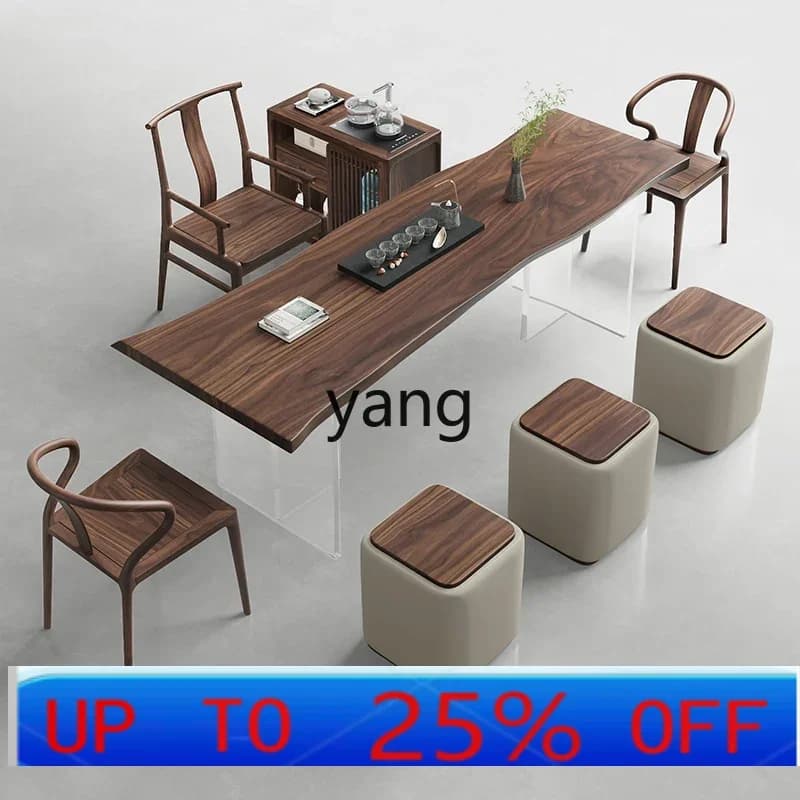 LH  modern simple solid wood tea table log large board table natural edge tea table