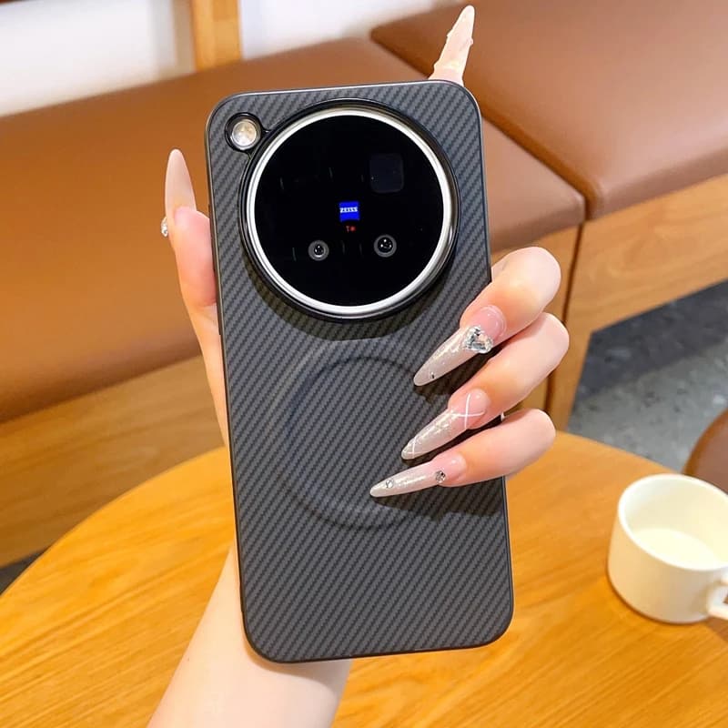 For VIVO X500 Pro Max Case Luxury Matte Carbon Fiber Texture Magnetic Wireless Charging Shockproof Protection Cover Accessories