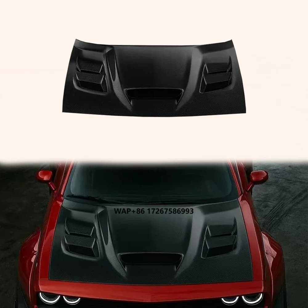 For Dodge Challenger SRT Hellcat 15-23 Carbon KZA Style Front Vented Hood