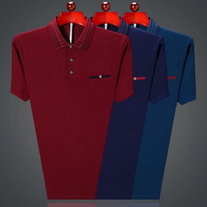 Summer Pure Board Fake Pocket Short Sleeve Polo Shirt Trendy Basic Regular Fit T-Shirt for Casual Wear
