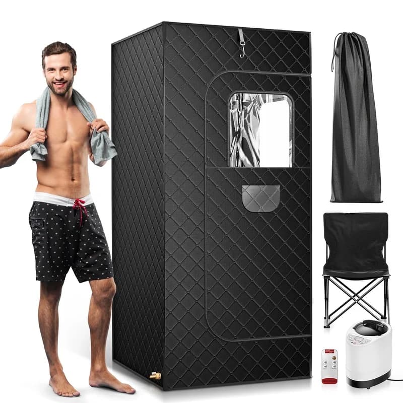 One Person Home Steam Sauna Set with Large Steam Pot and Remote Control - Detox Therapy Spa