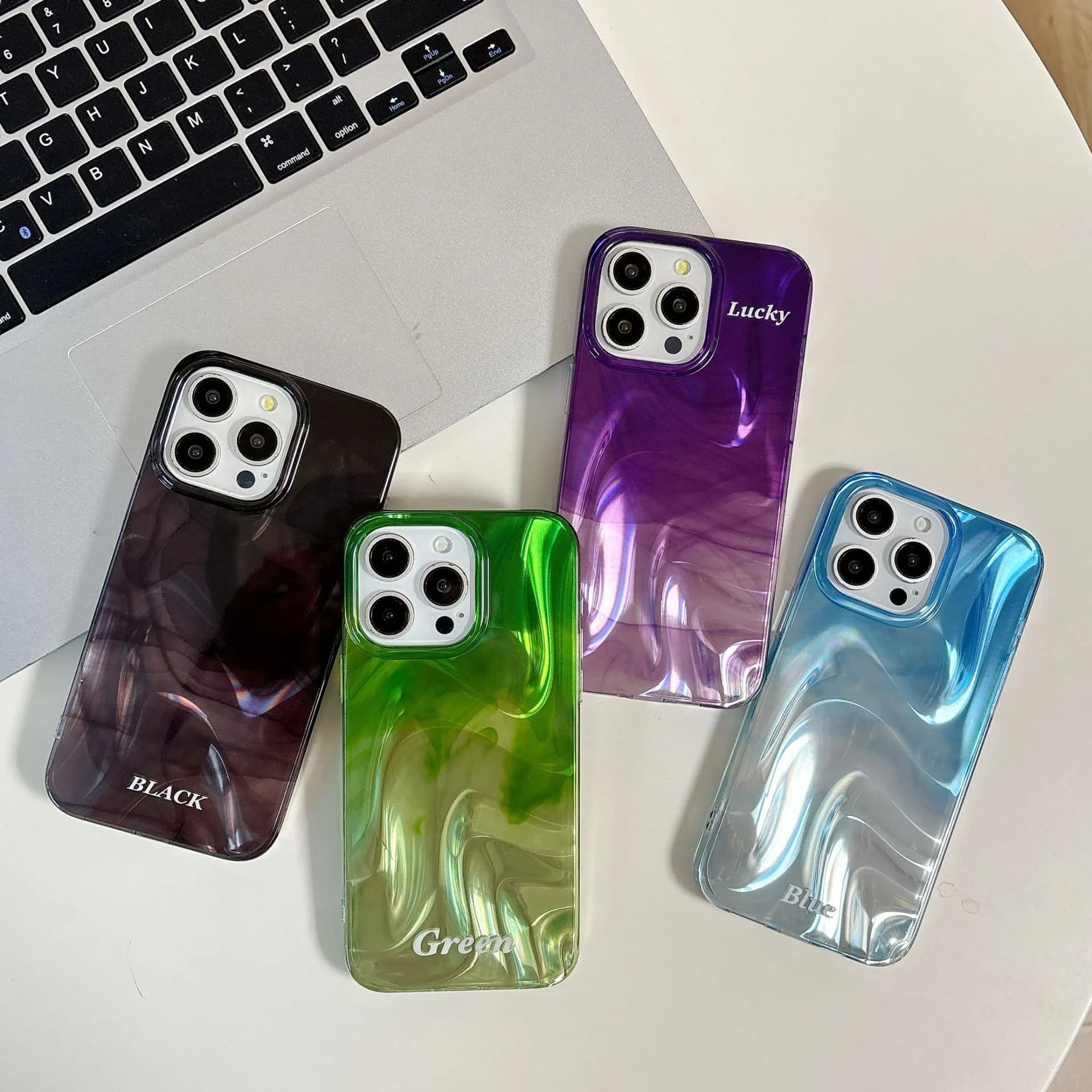 Gradient Wave Pattern Is Suitable for iphone17promax Phone Case 16pro Colorful 15 Full Coverage 14 Shockproof Protective Cover
