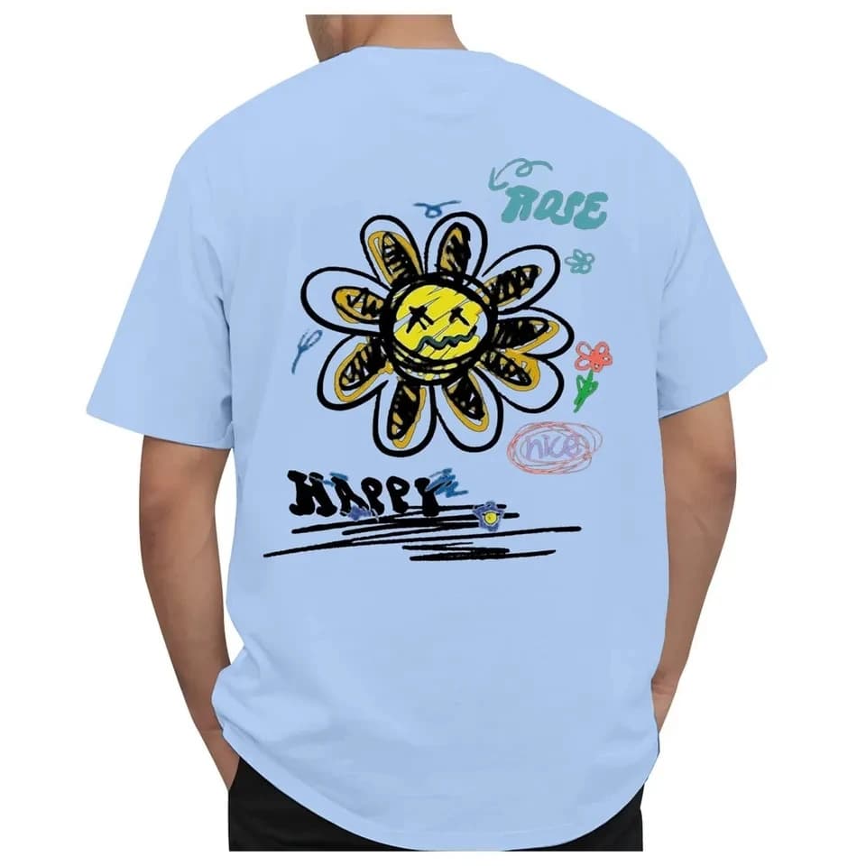 Men's T Shirt Short Sleeve Crew Neck Casual Outdoor Pullover T-Shirts For Men Trendy Printed Top Tees Streetwear Man Clothing