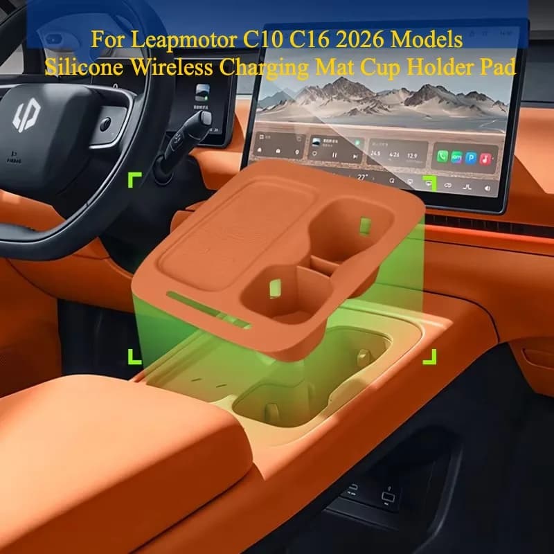 For Leapmotor C10 C16 2026 Silicone Wireless Charging Mat Cup Holder Pad Center Console Protective Cover Interior Accessories