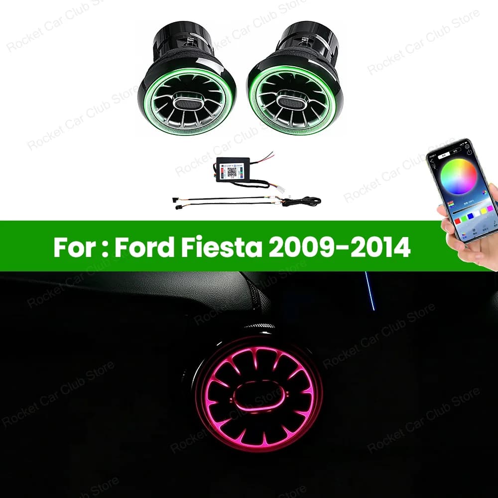 For Ford Fiesta 2009-2014 Car LED Mobile Control 256 Color Turbo Vent Ambient Light Lnterior Modification Accessories