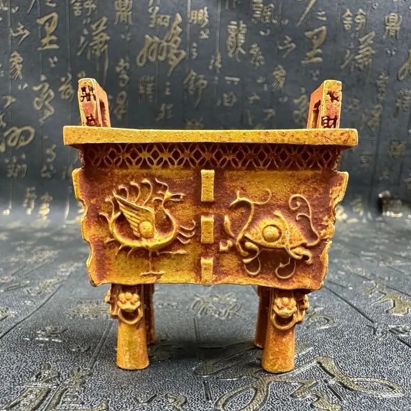 Golden Four Divine Beasts Ornament for Home Ceremony Art Tea Table Desktop Incense Burner
