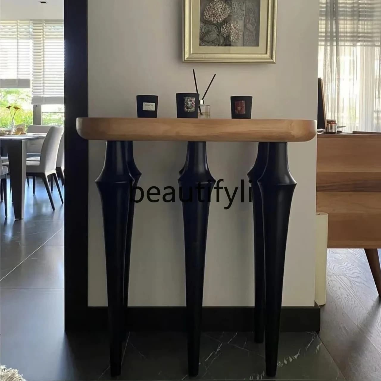 Vintage Style Solid Wood Entryway Table Retro Simple Rectangular Table for Guesthouses Hotels Living Room Wall-Mounted Console