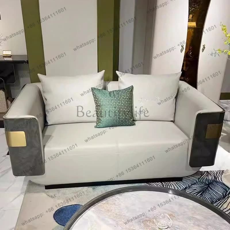 Italian leather light luxury 123 sofa combination luxury large apartment paint